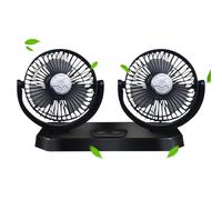 Ventilatore elettrico per auto, ventilatore portatile per auto, ventilatore posteriore a doppia testa | Dispositivo di raffreddamento automatico con 3 velocità di, rotazione a 360 gradi, souff