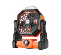Ventilatore elettrico portatile 2024 con luce a LED, gancio da campeggio, USB e ricarica solare, compatibile con escursionismo, pesca, picnic, emergenza