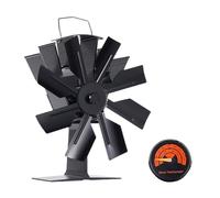 Ventilatore For Camino A 8 Pale A Risparmio Energetico, Accessorio For Bruciatore Di Legna Silenzioso Con Dissipazione Del Calore(With thermometer)