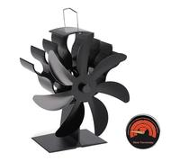 Ventilatore For Camino Alimentato A Calore A 7 Pale For Stufa A Combustione Silenziosa E Sicura Distribuzione Efficiente Del For Legna Da Ardere Domestica Bruciatore A Venti Forti(With thermometer)