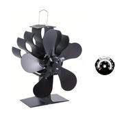 Ventilatore For Camino Silenzioso A 5 Pale, Accessorio For Termoventilatore Con Distribuzione Efficiente Del Calore, Perfetto Come Regalo Di Natale E Halloween(With Thermometer)
