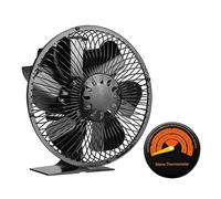 Ventilatore For Stufa Alimentato A Calore A 6 Pale Con Copertura Bruciatore A Legna Eco Silenzioso Grande Volume D'aria For Camino Distribuzione Efficiente Del Efficienza Termica(With Thermometer)
