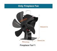 Ventilatore for stufa Ventilatore for camino alimentato a calore Bruciatore a legna Eco-ventilatore silenzioso Ventilatore for camino a 6 pale Distribuzione del calore caldo for l'inverno domestico