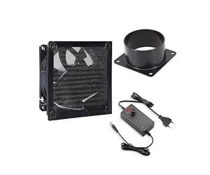 Ventilatore in linea da 80 mm, 4500 giri/min, DC12 V, doppio cuscinetto a sfera, kit estrattore di scarico aria per laser 3D, cabina di verniciatura (controller display LED, flangia di canale da 75 mm
