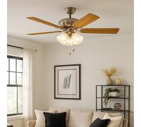 Ventilatore Lampada Soffitto da Interruttore Tirare 3xE27 Vor-Rücklauf D 132 CM