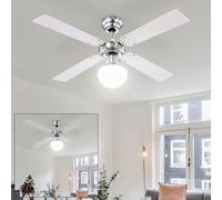 Ventilatore Lampada Soffitto da Vetro Vor-Rücklauf 3-Stufen Interruttore Tirare [EEK: Non valutato]