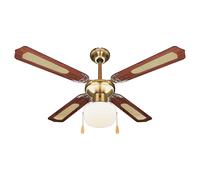 Ventilatore/lampadario a soffitto 4 pale Ø106cm marrone, Kooper