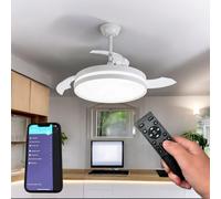 Ventilatore Lampadario plafoniera LED con eliche a scomparsa + telecomando e APP [EEK: E]