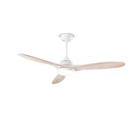 Ventilatore Metallo Bianco Opaco Led 18W 3 Pale Legno Sbiancato Triade