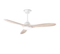 Ventilatore Metallo Bianco Opaco Led 18W 3 Pale Legno Sbiancato Triade