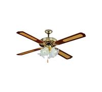 Ventilatore LED da Soffitto 4*E27 in Vetro con Motore a Corrente Alternata da 55W 4 pale