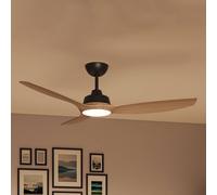 Philips Olas Ventilatore, 3 Pale, Luce LED 24W, Motore DC, 3 temperature di Colore (3000K-4300K-6500K), 132 cm, Dimmerabile, Nero, con telecomando