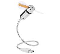 Ventilatore LED USB portatile con collo regolabile, display orologio in tempo reale, vento forte e silenzioso e collo d'oca flessibile per ufficio,
