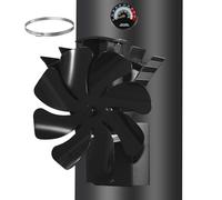 Ventilatore magnetico per stufa, 8 voli, ventilatore per stufa, senza corrente, silenzioso, per camino, per legno/legna da ardere, focolare, tubo della stufa, con termometro e 1 pezzo di ricambio