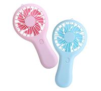 Ventilatore Manuale Portatile Mini USB Ricaricabile 3 Velocità 2pezzi | Abs 17, 0x8, 7x2, 7cm, per Casa e Campeggio, Uso Personale, Blu e Rosa