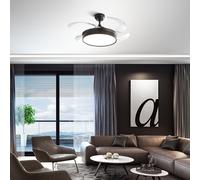 Ventilatore Metallo Nero 4 Pale Acrilico Trasp. Diffusore In Acrilico Satinato
