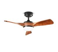 Ventilatore Metallo Nero Opaco Led 18W 3 Pale Legno Massiccio Noce Scuro Sirio
