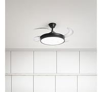 Ventilatore Metallo Nero Opaco Led 36W 4 Pale Acrilico Trasparente Open Plus
