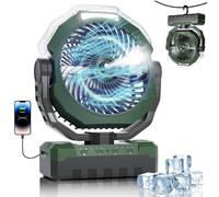 Ventilatore nebulizzatore portatile da 460 ml, serbatoio grande, 24000 mAh ricaricabile alimentato a batteria ventilatore da campeggio con 2 metri di spruzzo, luce e telecomando, essenziale per