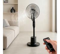 InnovaGoods - Ventilatore da terra con nebulizzatore a 3 intensità, telecomando, pannello touch, 3 velocità, 3 modalità, oscillante 80°, timer, ruote, motore in rame, silenzioso, 90 W