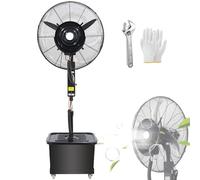 Ventilatore nebulizzatore industriale per patio,Ventilatore con Umidificatore per esterni,Ventilatore a Nebbia Raffreddamento a 3 velocità,Atomizzatore ad Acqua con serbatoio 43 L,65/75 cm(320W/26in)