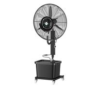 Ventilatore Nebulizzatore Oscillante Nero con Serbatoio d’Acqua 3 Velocità e Ruote, Raffrescatore a Piantana per Interni ed Esterni Uso Civile e Industriale(65cm)