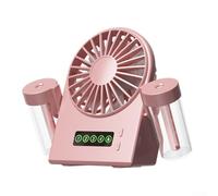 Ventilatore nebulizzatore portatile, doppio spruzzo, umidificatore 2 in 1, con display digitale USB, per casa e ufficio (rosa)
