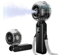 Ventilatore nebulizzatore portatile portatile, ventilatore personale che soffia il flusso d'aria fredda, ricaricabile tramite USB, display a LED, 100 velocità, pieghevole a 155°, piccolo ventilatore