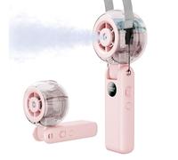 Ventilatore nebulizzatore portatile portatile, ventilatore personale che soffia il flusso d'aria fredda, ricaricabile tramite USB, display a LED, 100 velocità, pieghevole a 155°, piccolo ventilatore