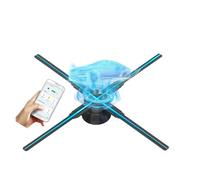 Ventilatore olografico 3D da 56 cm/22,1 pollici, 672 perline LED in 4 pale del ventilatore, proiettore tramite scheda TF, app e telecomando, Halloween Ampio angolo di visione