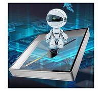 Ventilatore olografico 3D, Proiettori ologrammi 3D LED Segno a scorrimento Supporto video/immagine Shell Holographic HD Luce pubblicitaria con 8 GB. Carta per negozi/bar/Natale/Halloween(Black shell