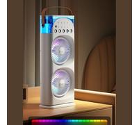Ventilatore oscillante da scrivania a 5 porte USB con nebbia di raffreddamento, luci LED per aromaterapia, serbatoio dell'acqua da 600 ml, ventola regolabile a 3 velocità per una comoda circolazione