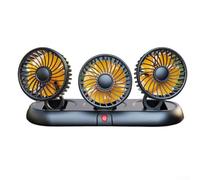 Ventilatore per auto a 3 teste, rotazione a 360 gradi, alimentato tramite USB, sistema di raffreddamento per veicoli con 2 velocità regolabili per controllo della temperatura interna dell'auto, doppia