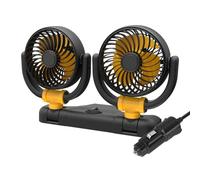 Ventilatore per auto a doppia testa, 5 V/12 V/24 V, rotazione a 360° e regolabile a due velocità, per la maggior parte delle auto, camion, SUV, camper e barche