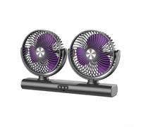 Ventilatore per auto a doppia testa, girevole a 360°, USB, per batteria | Due teste indipendenti, rotazione a 360°, forte flusso d'aria, ideale per conducente e passeggero allo stesso tempo