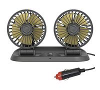 Ventilatore per auto a doppia testa portatile di raffreddamento ad aria silenzioso elettrico 360 rotazione con 2 velocità del vento per camion SUV RV barca marina