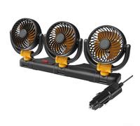 Ventilatore per auto con 3 teste regolabili per un flusso d'aria completo a 360 gradi e ventola di raffreddamento a velocità variabile, compatibile con USB 5V, 12V e 24V Power (12V)