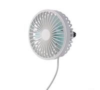 Ventilatore per auto con connessione USB, supporto clip rotante e luce notturna per il comfort di guida (bianco)