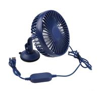 Ventilatore per auto per alimentazione da 12 V 24 V con tre impostazioni di velocità ricarica USB e rotazione a 360 gradi ventosa montaggio per uso veicolo (blu)