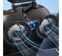 Ventilatore per auto ricaricabile per sedile posteriore bambini, alimentato a batteria, ventilatore USB per seggiolino auto con display a LED, potente 3 velocità di rotazione a 360 °, doppia testa