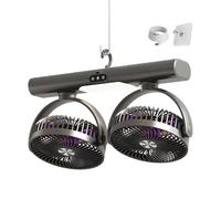 Ventilatore per auto ricaricabile USB a doppia testa Dispositivo di raffreddamento portatile per veicoli Flusso d'aria regolabile a 3 velocità Clip sul cruscotto Schienale del sedile Motore silenzioso