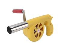 Ventilatore per barbecue, ventilatore per barbecue a manovella con corpo in ABS, lama e ugello in ghisa, strumento a soffietto portatile in acciaio inossidabile (Gialla)
