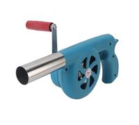 Ventilatore per barbecue, ventilatore per barbecue a manovella con corpo in ABS, lama e ugello in ghisa, strumento a soffietto portatile in acciaio inossidabile (Blu)
