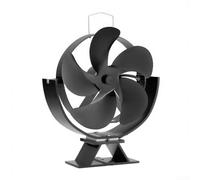 Ventilatore per camino alimentato a calore, funzionamento silenzioso, con angolo regolabile, per stufa a legna, distribuzione efficiente del calore, struttura in metallo, cinque pale, nero (cinque