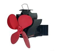 Ventilatore per camino con morsetto e quattro pale per una circolazione fluida del calore utilizzando l'energia termica dal camino per aumentare il calore della stanza in modo efficiente (rosso)