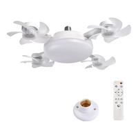 Ventilatore per drone, ventilatore 2 in 1 con lanterna a LED, telecomando intelligente da soffitto da 50,8 cm, telecomando e gancio, funzione timer, per camera da letto, cucina, loft