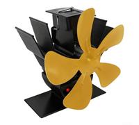 Ventilatore per stufa a 5 pale, alimentato a calore per pesca a legna da ghiaccio, campeggio, ventilatore portatile per la distribuzione del calore in tenda, capanna, 1 pezzo (oro)