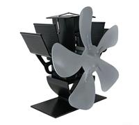 Ventilatore per stufa a 5 pale alimentato a calore per pesca a legna ghiaccio, campeggio, ventilatore portatile per la distribuzione del calore in tenda capanna, 1 pezzo (grigio)