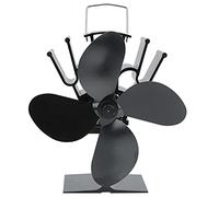 Ventilatore per stufa a legna a 4 pale alimentato a caldo Ventilatore per stufa a legna resistente alle alte temperature per circolazione del calore domestico 19,7x15x11,9 cm
