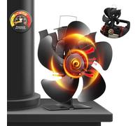 Ventilatore per stufa a legna, ventilatore per camino a 5 pale per stufa a legna, ventilatore a calore, funzionamento silenzioso che circola aria calda, (include termometro magnetico)